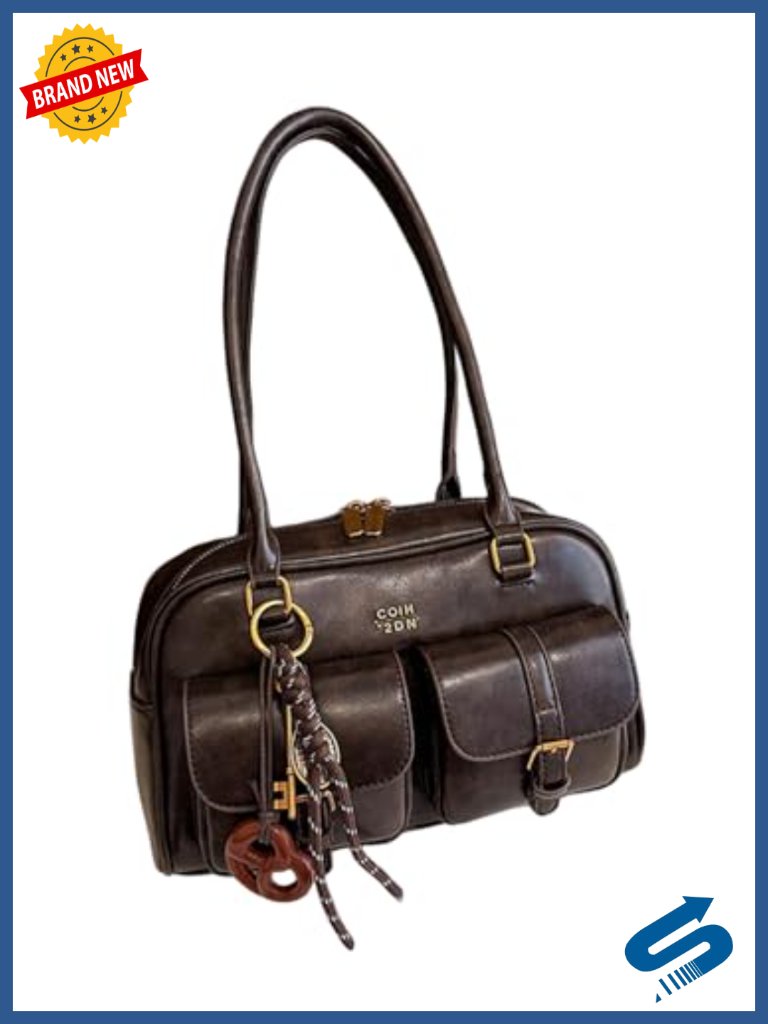 Pu Leather Hobo Shoulder Bag Multi-Pocket Tote With Zipper